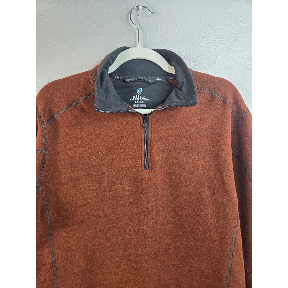 Kuhl Revel 1/4 Zip Fleece Pullover Sweater Mens Large Rust Brown Hiking Outdoor